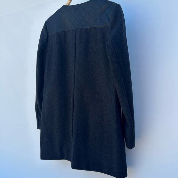 Mango Women’s Quilted Faux Leather Wool Button Up Coat Jacket Black Small - Picture 6 of 12